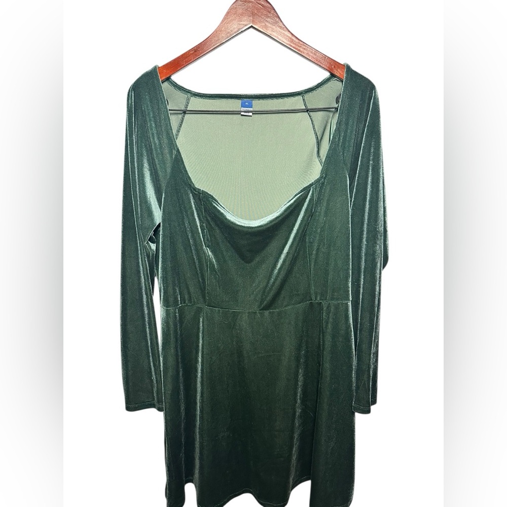 Old Navy Dark Green Velvet Dress XL New - Picture 2 of 7